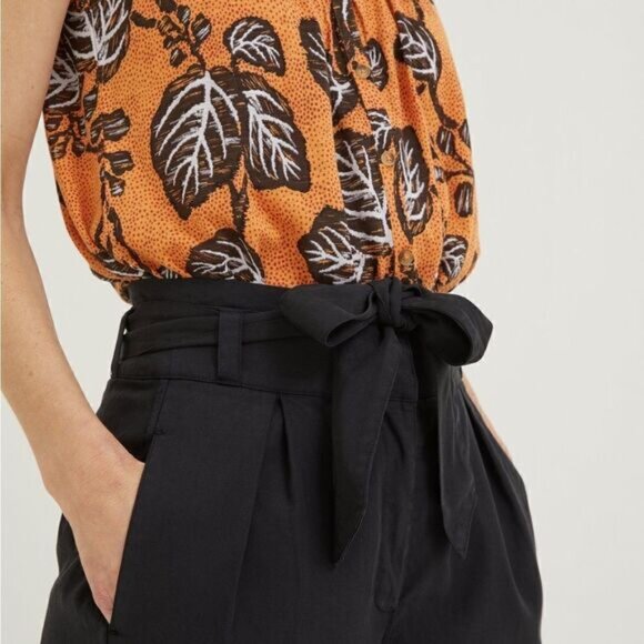 NWT Fat Face Exmouth Mina Tencel Black Belted Crop Pants Sz 2 - Picture 3 of 10